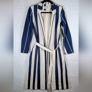 468-Nwot‎ Studio Navy and Cream Striped Coat